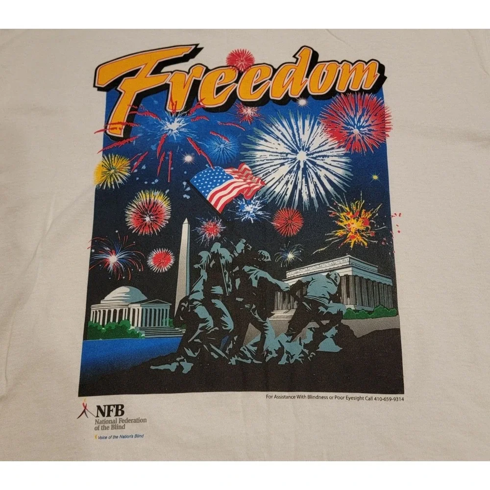 Freedom‎ Patriotic Men's T-Shirt Tee Washington DC Fireworks large